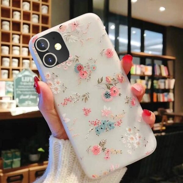 Enflamo Soft TPU 3D Relief Flower Printed Phone Case Back Cover for iPhone 11 (White, Mix Lilies) - Image 3