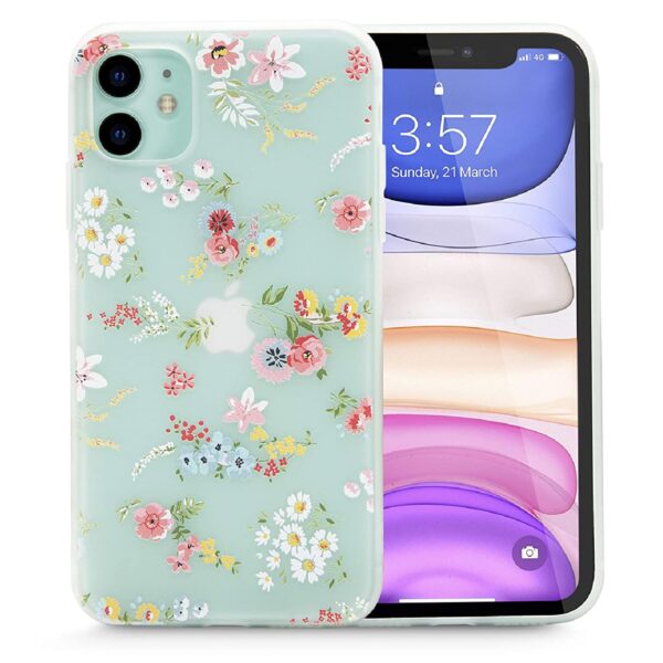 Enflamo Soft TPU 3D Relief Flower Printed Phone Case Back Cover for iPhone 11 (White, Mix Lilies)