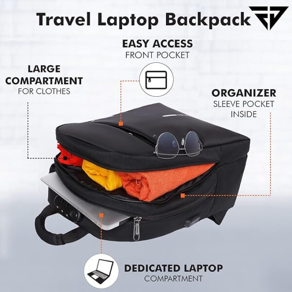 Anti Theft Number Lock Backpack Bag with 15.6 Inch Laptop Compartment, USB Chargin - Image 2